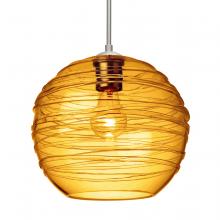 Besa Lighting 1JT-462782-SN-L - Besa Wave 10 Pendant Satin Nickel Amber 1x60W Medium Base, 15Ft. Cord