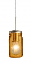 Besa Lighting 1JT-MILO4AM-SN - Besa Pendant Milo 4 Satin Nickel Amber 1x40W Medium Base A15