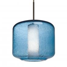 Besa Lighting 1JT-NILES10BO-LED-BR-L - Besa Niles 10 Pendant, Blue Bubble/Opal, Bronze Finish, 1x5W LED, 15Ft. Cord