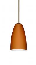 Besa Lighting 1TT-151180-SN-L - Besa Stem Riva 9 Pendant Satin Nickel Amber Matte 1x75W Medium Base, 15Ft. Cord