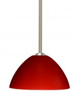 Besa Lighting 1TT-420131-SN-L - Besa Tessa Stem Pendant Satin Nickel Red Matte 1x75W Medium Base, 15Ft. Cord