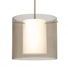 Besa Lighting 1TT-S18407-SN-L - Besa Stem Pendant Pahu 12 Satin Nickel Transparent Smoke 1x100W Medium Base, 15Ft. Co