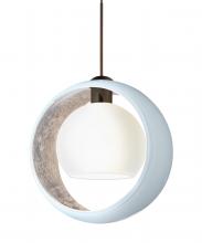 Besa Lighting 1XC-4293SF-BR-L - Besa Pendant Pogo Bronze White/Inner Silver 1x35W Halogen, 15Ft. Cord