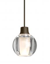 Besa Lighting 1XC-BOCA3CL-LED-BR-L - Besa, Boca 3 Cord Pendant, Clear, Bronze Finish, 1x3W LED, 15Ft. Cord