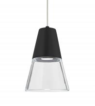 Besa Lighting 1XT-TIMO6BC-LED-SN-L - Besa, Timo 6 Cord Pendant,Clear/Black, Satin Nickel Finish, 1x9W LED, 15Ft. Cord