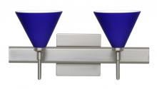 Besa Lighting 2SW-5121CM-LED-SN-SQ - Besa Wall With SQ Canopy Kani Satin Nickel Cobalt Blue Matte 2x5W LED