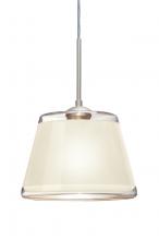 Besa Lighting J-PIC9WH-LED-SN-L - Besa Pendant For Multiport Canopy Pica 9 Satin Nickel White Sand 1x9W LED, 15Ft. Cord