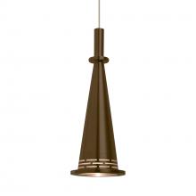 Besa Lighting RXP-PRINCECNBR-LED-SN-L - Besa, Prince Cord Pendant, Bronze Cone, Satin Nickel Finish, 1x9W LED, 15Ft. Cord