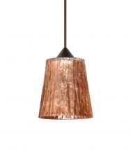 Besa Lighting XP-5125CF-LED-BR-L - Besa Pendant Nico 4 Bronze Stone Copper Foil 1x5W LED, 15Ft. Cord