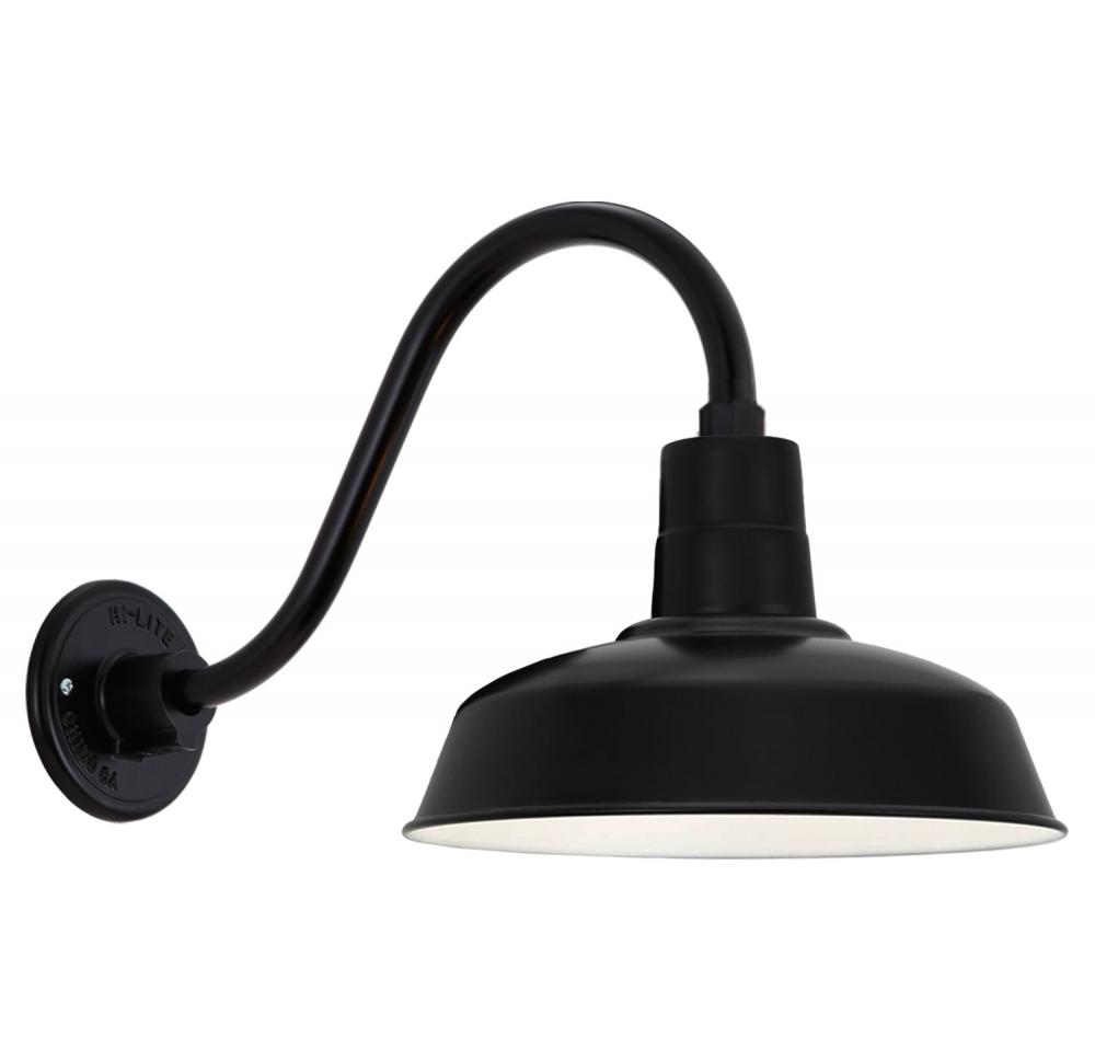 16" Gooseneck Barn Light Warehouse Shade, B-1 Arm