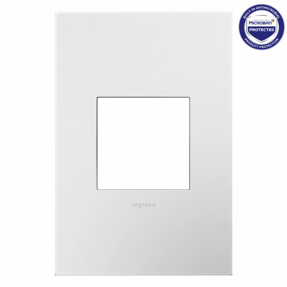 adorne® Gloss White-on-White One-Gang Screwless Wall Plate with Microban®