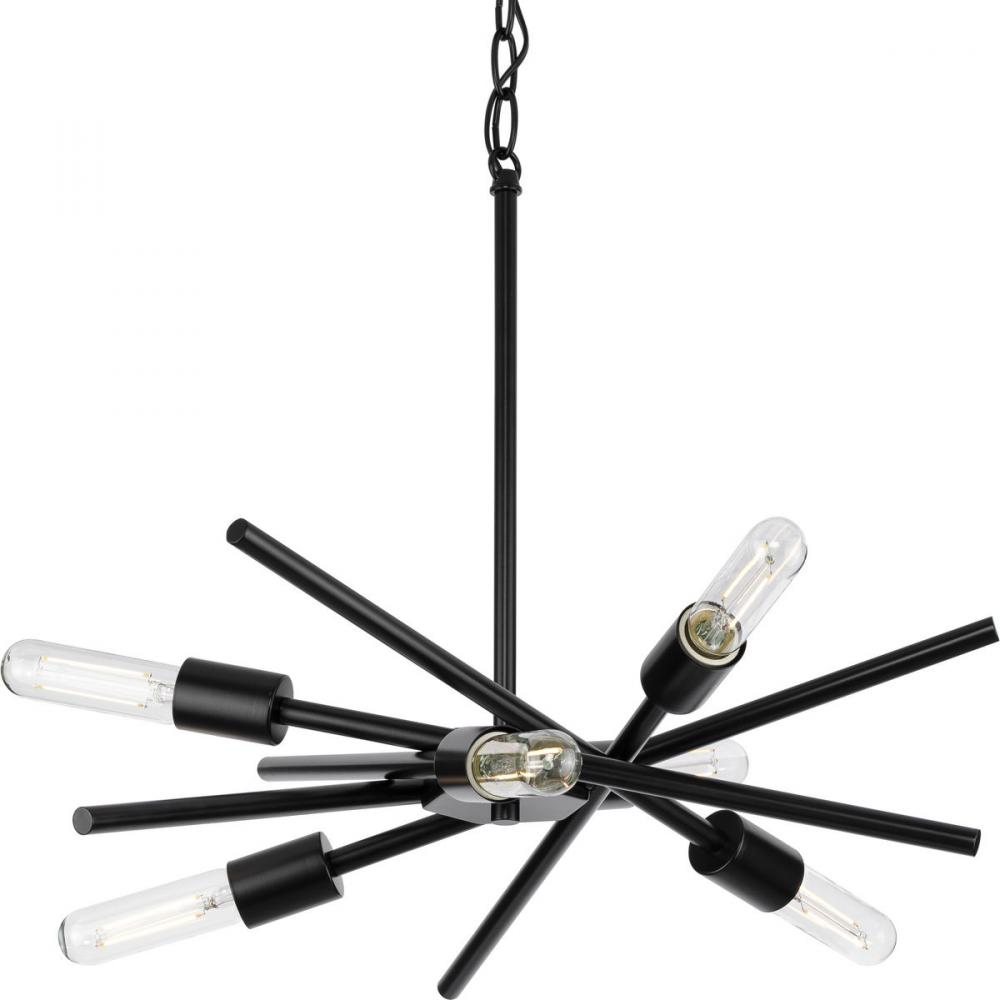 Astra Collection Six-Light 22" Matte Black Modern Chandelier