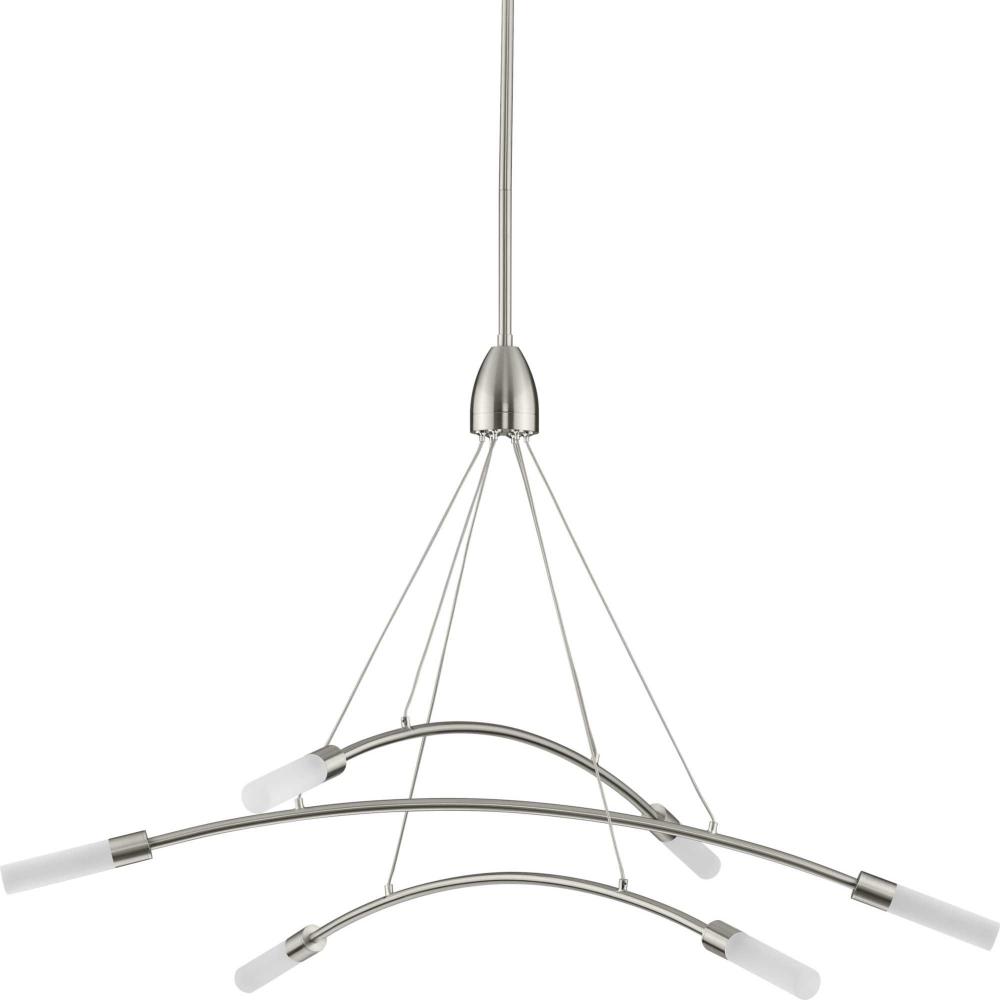 Kylo LED Collection Six-Light Brushed Nickel and Frosted Acrylic Modern Style Chandelier Light