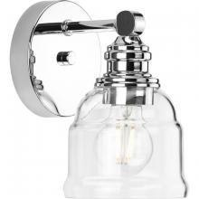 Progress P300373-015 - Ambrose Collection One-Light Farmhouse Polished Chrome Clear Glass Bath Vanity Light