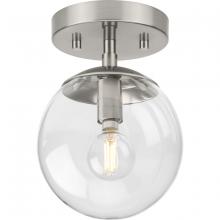 Progress P350234-009 - Atwell Collection One-Light Brushed Nickel Mid-Century Modern Semi-Flush Mount