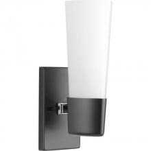 Progress P300061-031 - Zura Collection One-Light Matte Black Etched Opal Glass Modern Bath Vanity Light