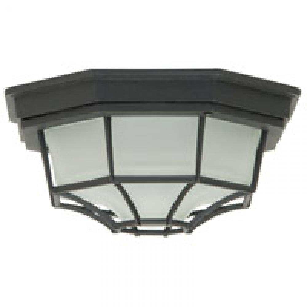 Octagonal Bulkhead 1 Light Small Flush/Wall Mount in Textured Black