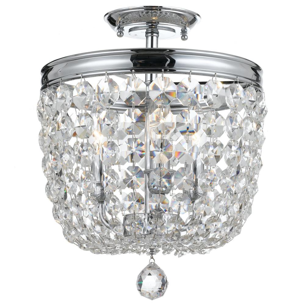 Archer 3 Light Swarovski Strass Crystal Polished Chrome Semi Flush Mount