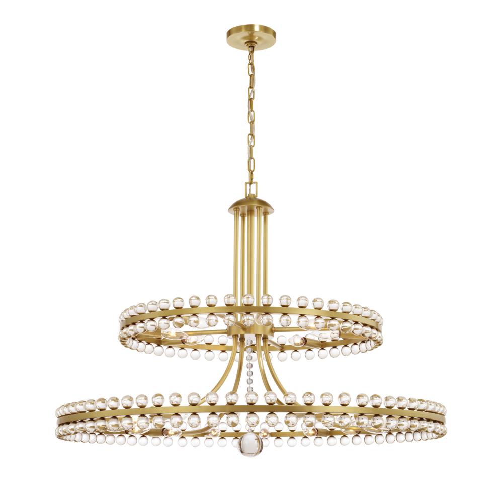 Clover 24 Light Aged Brass Two-tier Chandelier