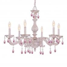 Crystorama 5036-AW-RO-MWP - Paris Market 6 Light Rose Crystal Antique White Chandelier