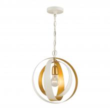 Crystorama 580-MT-GA - Luna 1 Light Matte White + Antique Gold Sphere Mini Pendant