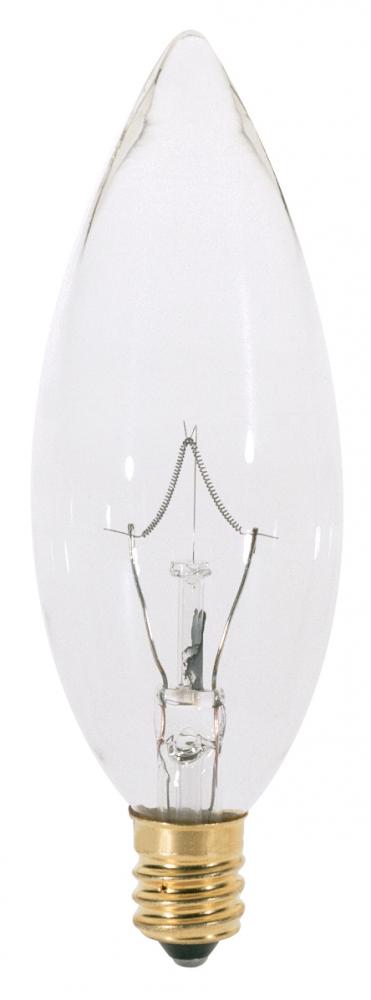 25 Watt B10 Incandescent; Clear; 1000 Average rated hours; 200 Lumens; European base; 220 Volt