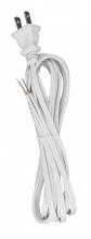 Satco Products Inc. 90/2460 - 10 Foot 18/2 SPT-1 105C Cord Set; White Finish; 48" Hank; 150 Carton; Molded Polarized Plug;