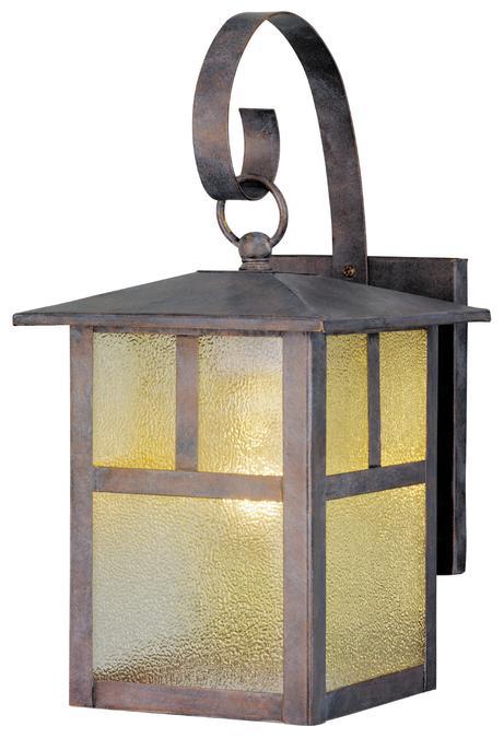 Wall Fixture Bronze Patina Finish Clear Textured Glass