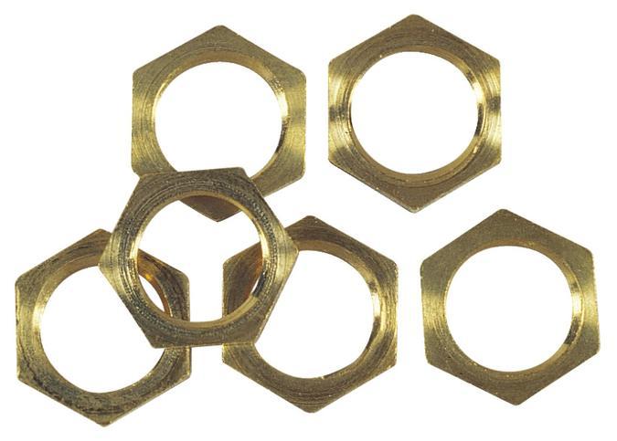 6 Hex Nuts Solid Brass