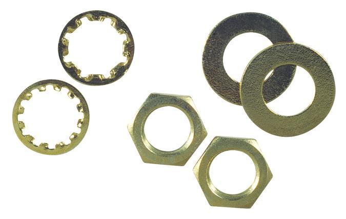 6 Assorted Nuts and Washers Brass-Plated Steel