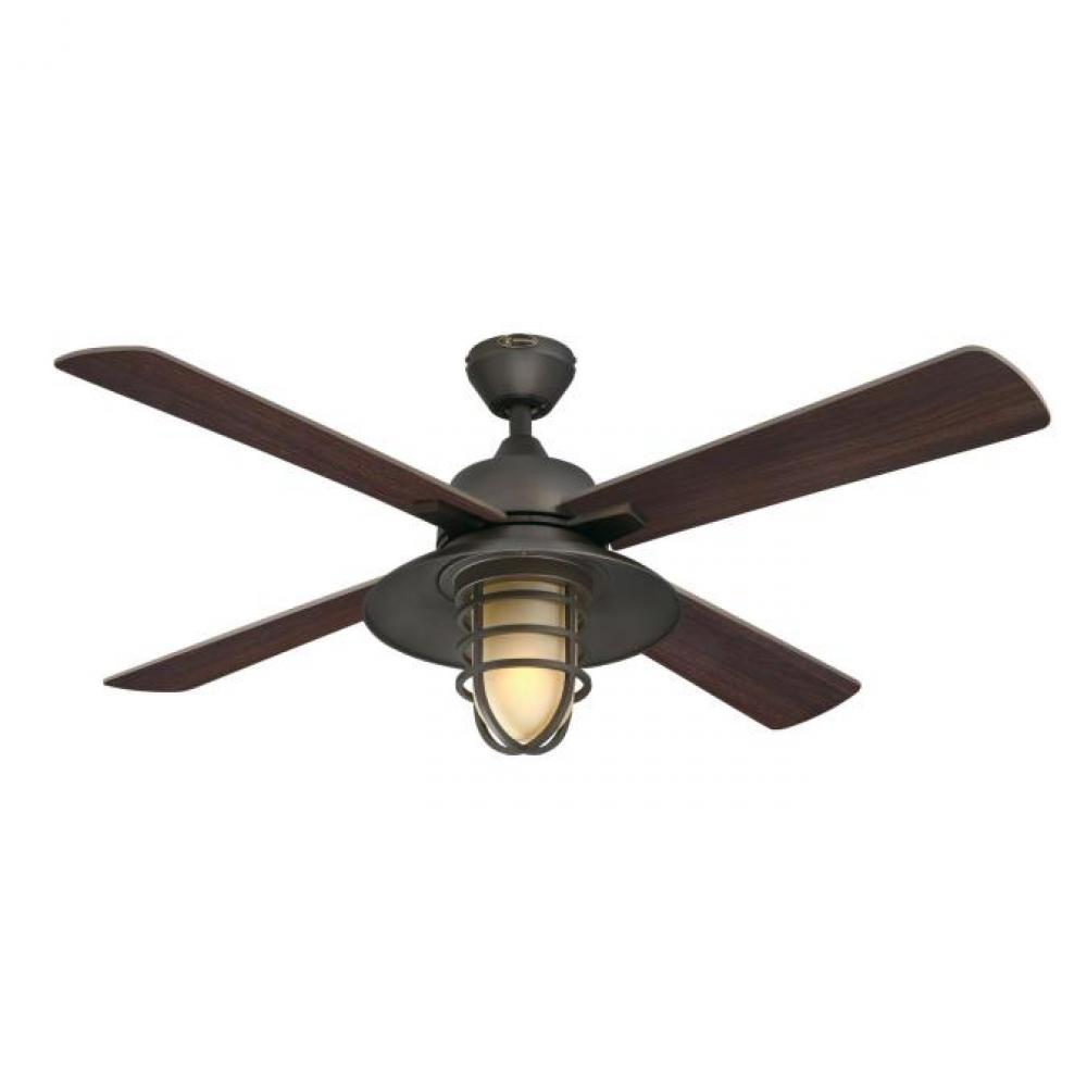 52 in. Black-Bronze Finish Reversible Blades (Dark Walnut/Wengue) Amber Frosted Glass Smart WiFi