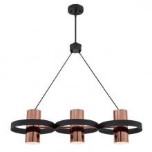 Westinghouse 6368900 - 3 Light Chandelier Matte Black Finish Copper Shades