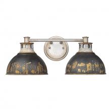 Golden 0865-BA2 AGV-ABI - Kinsley 2 Light Bath Vanity in Aged Galvanized Steel with Antique Black Iron Shade