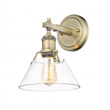 Golden 3306-BA1 AB-CLR - Orwell AB 1 Light Bath Vanity in Aged Brass with Clear Glass