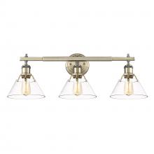 Golden 3306-BA3 AB-CLR - Orwell AB 3 Light Bath Vanity in Aged Brass with Clear Glass