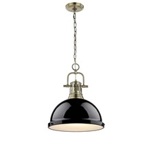 Golden 3602-L AB-BK - Duncan 1 Light Pendant with Chain