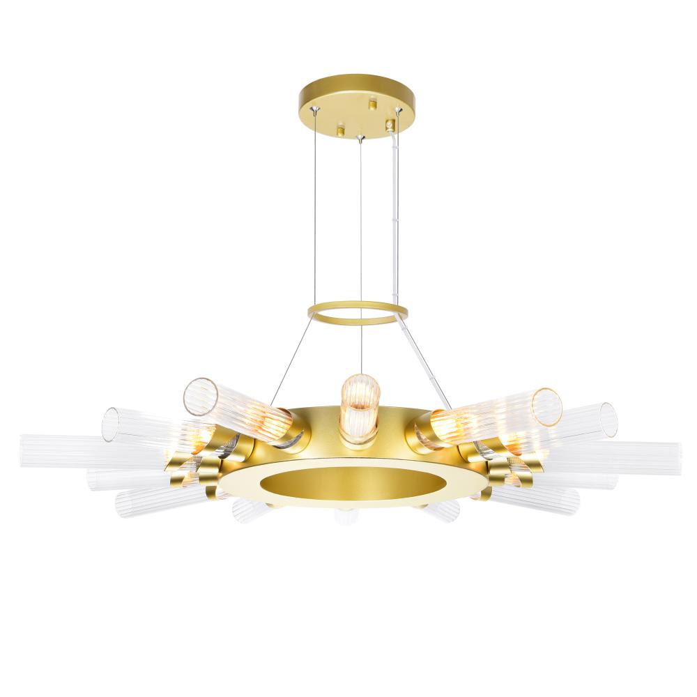 Collar 14 Light Chandelier With Satin Gold Finish