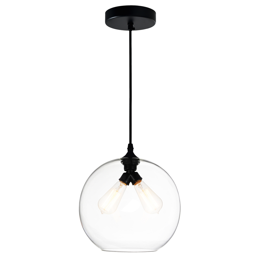 Glass 2 Light Down Mini Pendant With Clear Finish