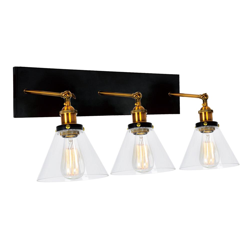 Eustis 3 Light Wall Sconce With Black & Gold Brass Finish