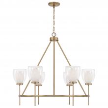 Capital 455961AD - 6-Light Ring Chandelier in Aged Brass with Layered White and Clear Glass