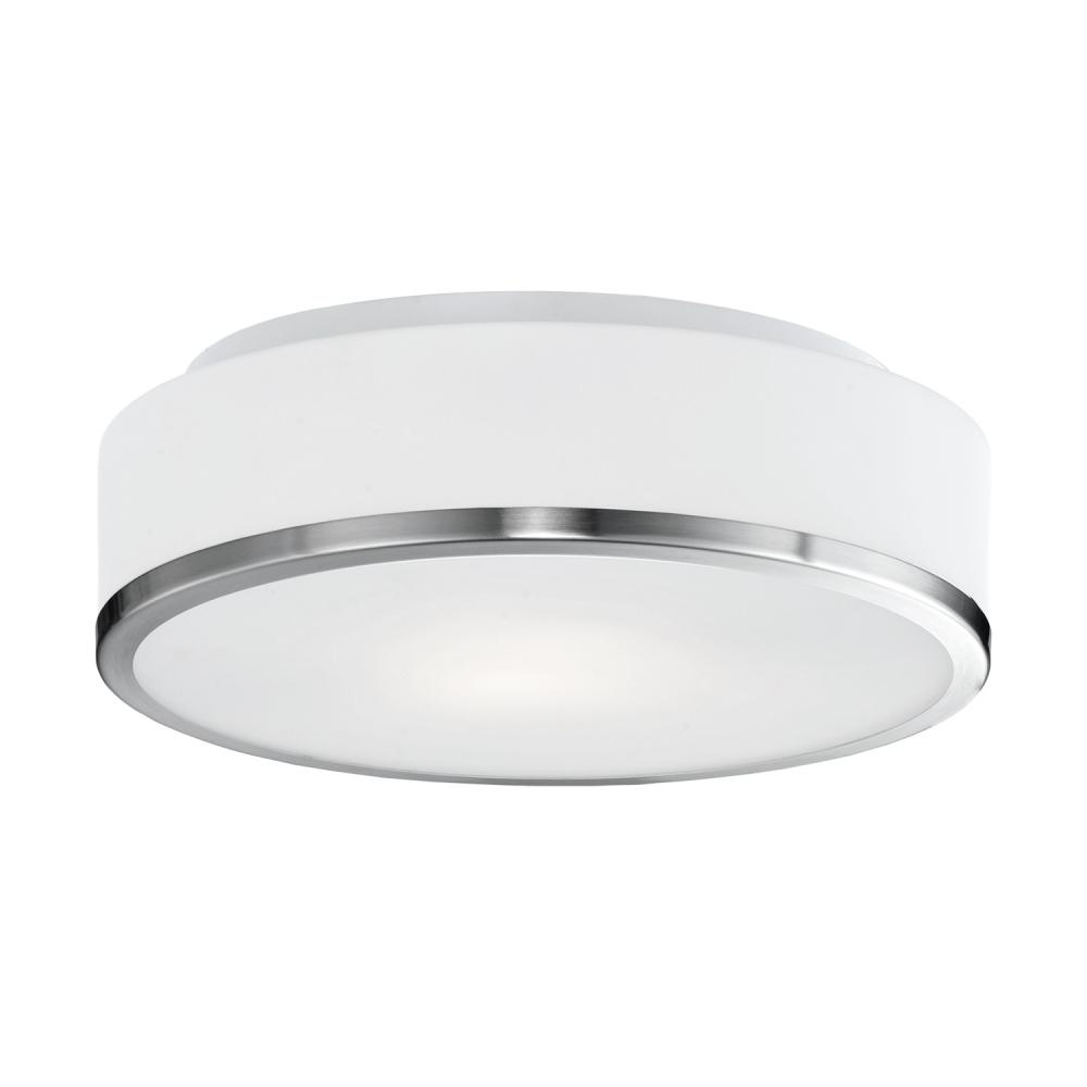 Charlie 12-in Brushed Nickel 2 Lights Flush Mount