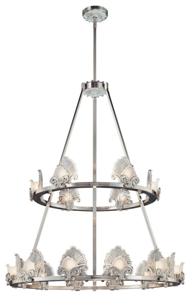 Brushed Nickel Clear/frost  Combination Glass Up Chandelier
