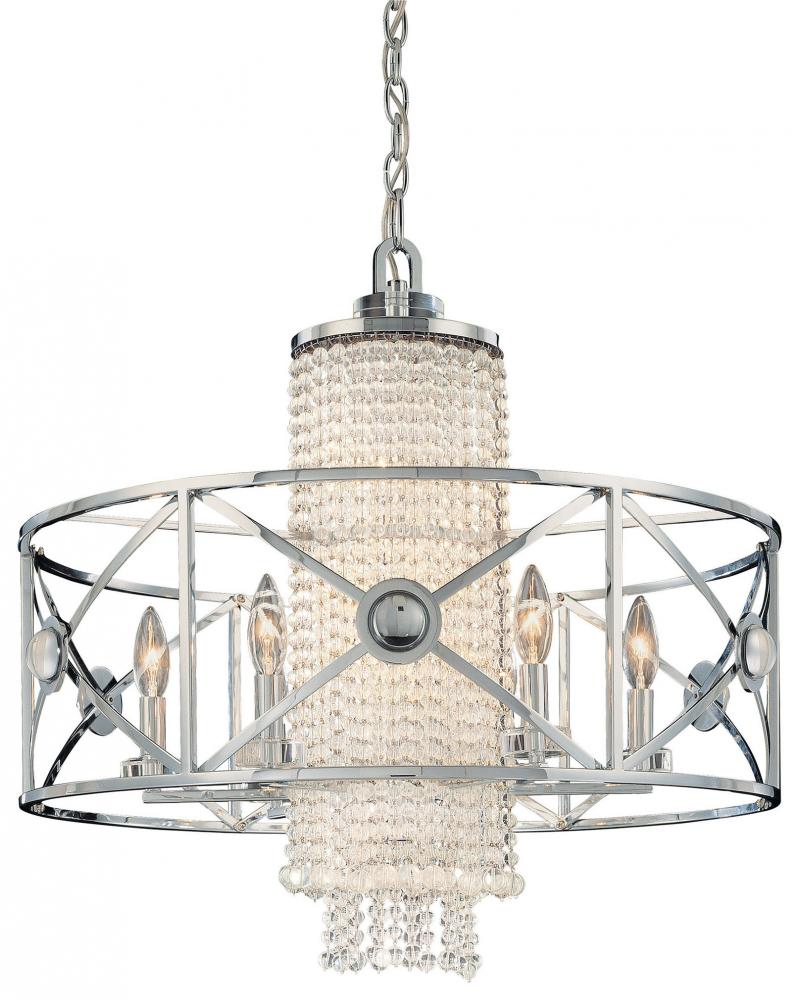 Brushed Nickel / Chrome  Beads Glass Up Chandelier