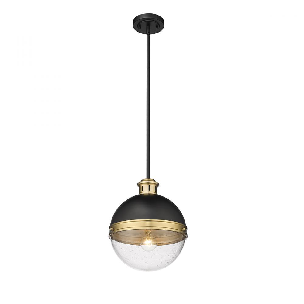 Ellmira 1-Light Pendant light Matte Black/ Aged Brass