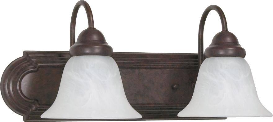 Ballerina - 2 Light 18" Vanity w/ Alabaster Glass Bell Shades - Old Bronze