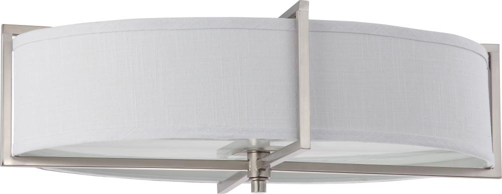 Portia - 6 Light Oval Flush with Slate Gray Fabric Shade - Brushed Nickel Finish