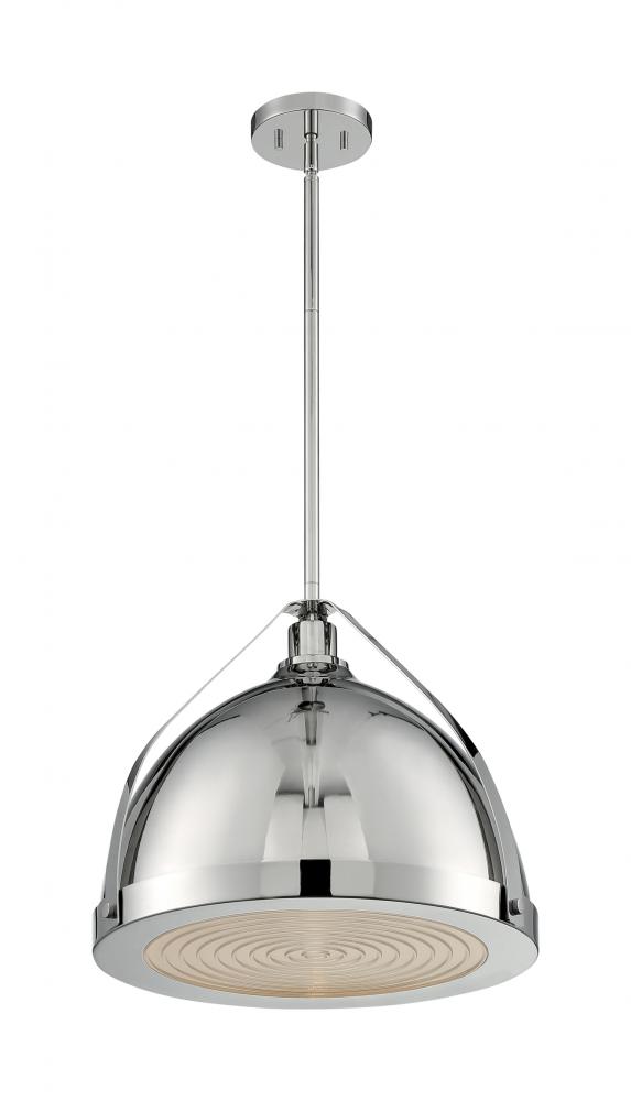 Barbett - 1 Light Pendant with Fresnel Glass - Polished Nickel Finish