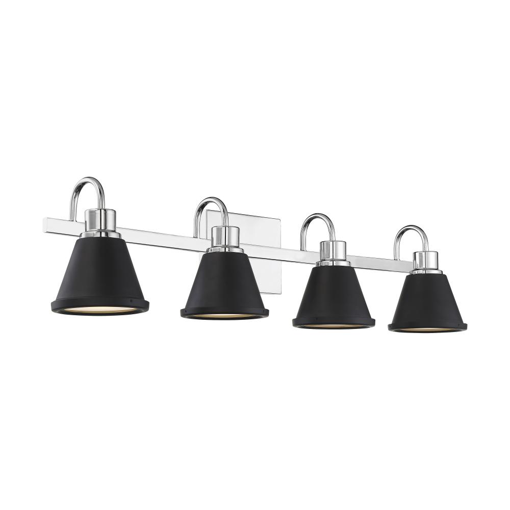 Bette - 4 Light LED Vanity -Polished Nickel and Matte Black Metal Finish