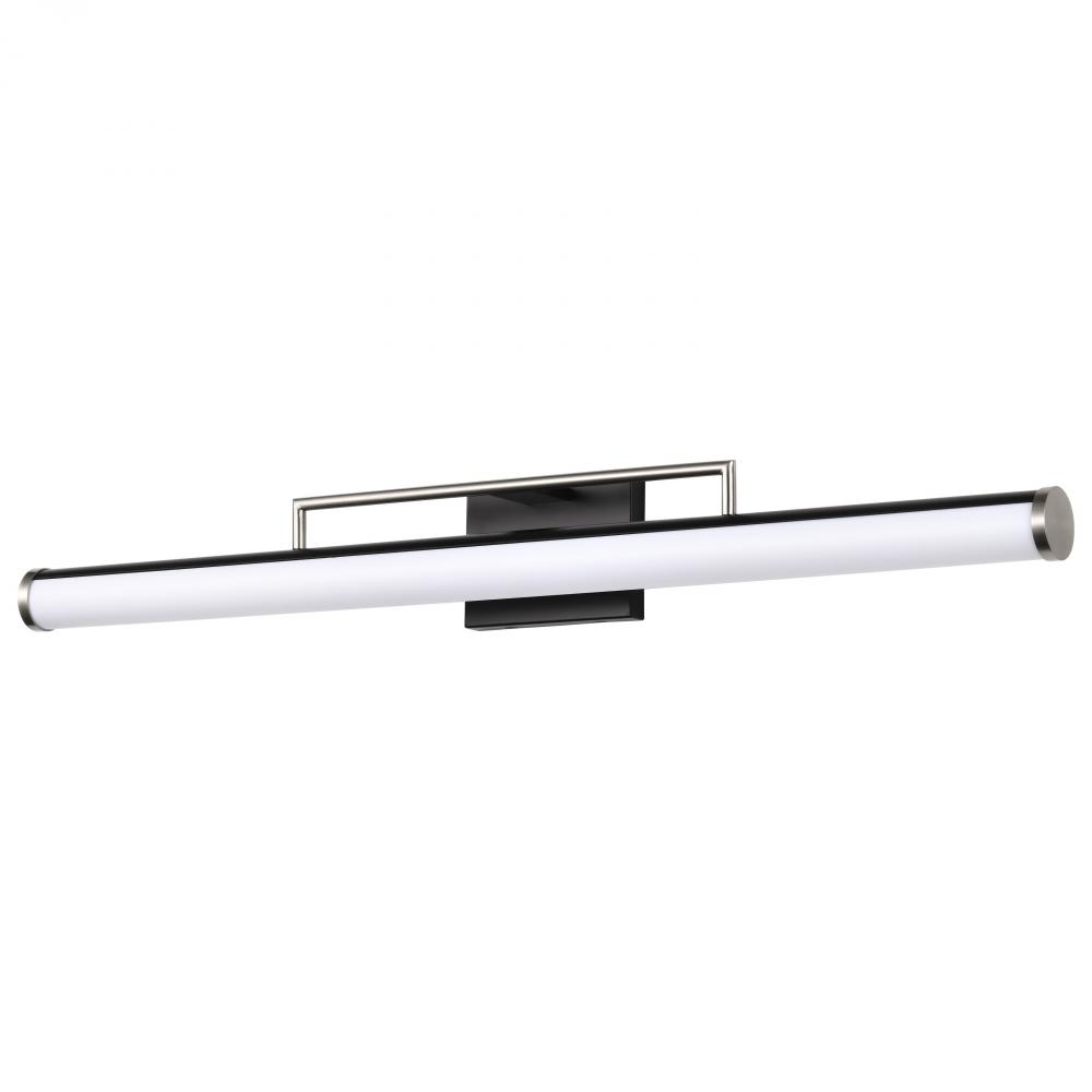 Solano LED Large Vanity; Black and Brushed Nickel Finish; White Acrylic Lens