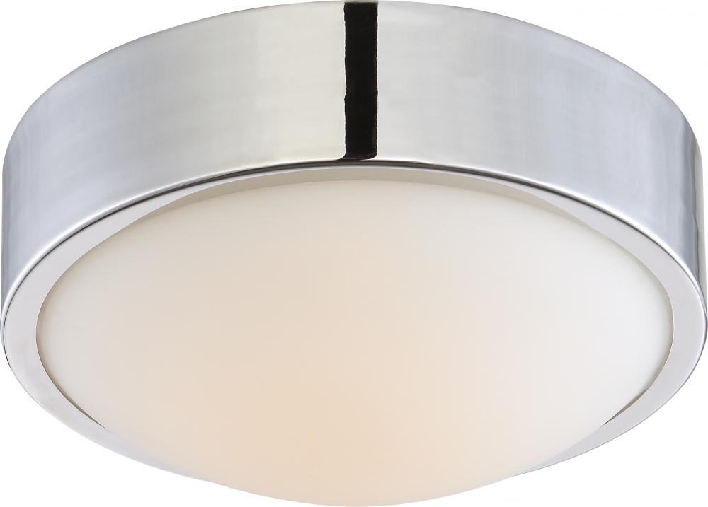 Perk - 9'' LED Flush with White Glass - Polished Nickel Finish